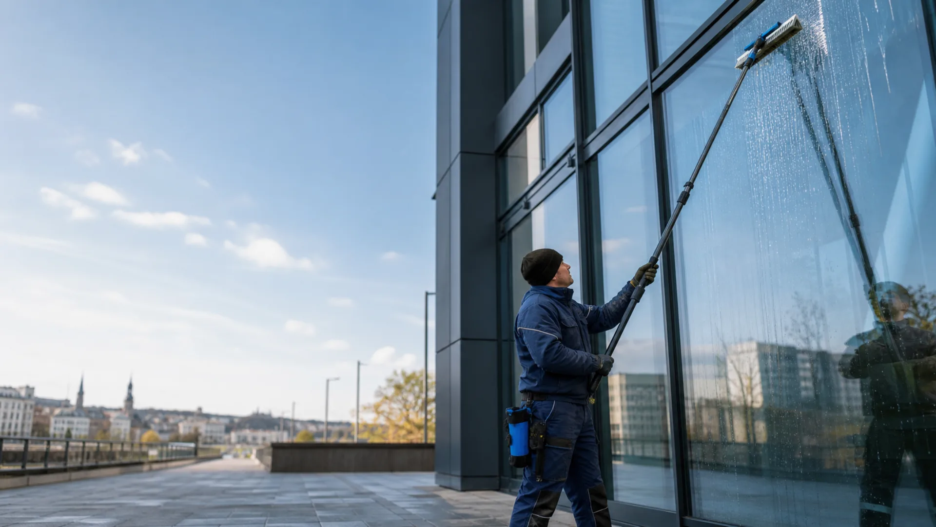 Gebäudenahe Glasreinigung und gepflegte Fassadenflächen in Musterstadt